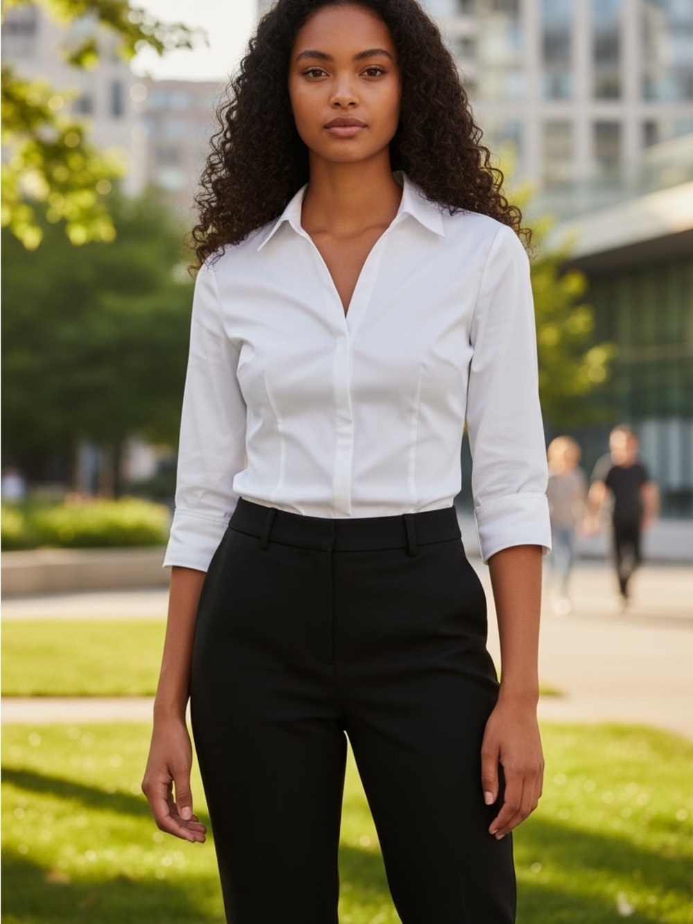 Taylor Investments Gold Label No-Iron Button Down Shirt Women's White XL/XXL